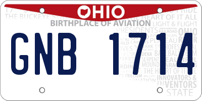 OH license plate GNB1714