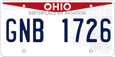 OH license plate GNB1726