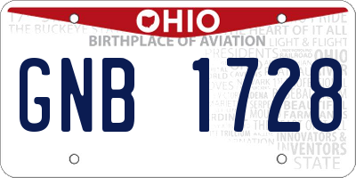 OH license plate GNB1728