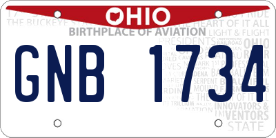 OH license plate GNB1734