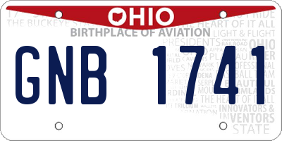 OH license plate GNB1741