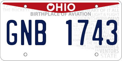 OH license plate GNB1743