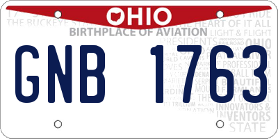 OH license plate GNB1763
