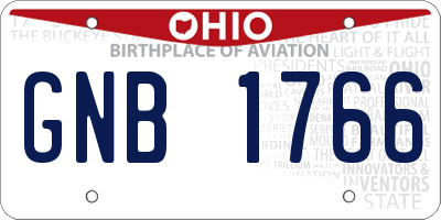 OH license plate GNB1766