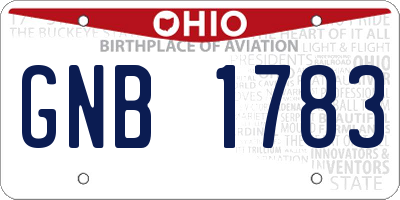 OH license plate GNB1783