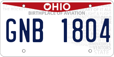 OH license plate GNB1804