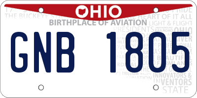 OH license plate GNB1805