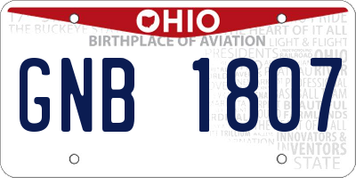 OH license plate GNB1807