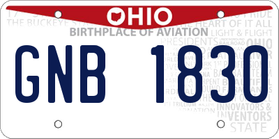OH license plate GNB1830