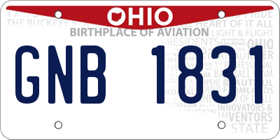 OH license plate GNB1831
