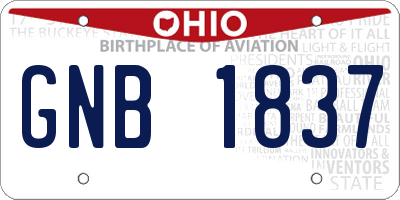 OH license plate GNB1837