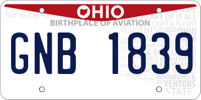 OH license plate GNB1839
