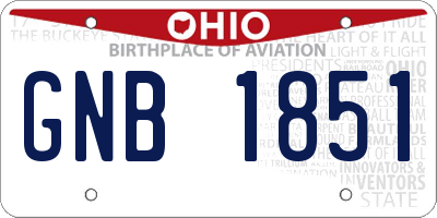 OH license plate GNB1851