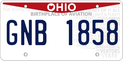 OH license plate GNB1858