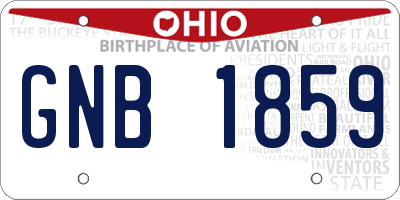 OH license plate GNB1859