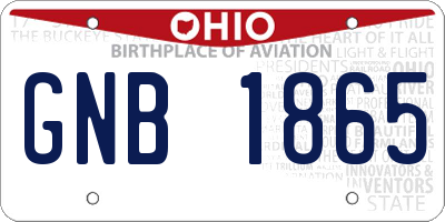 OH license plate GNB1865