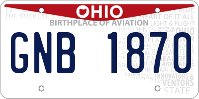 OH license plate GNB1870