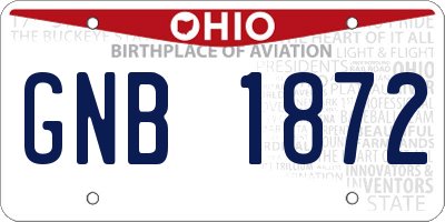 OH license plate GNB1872