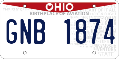 OH license plate GNB1874
