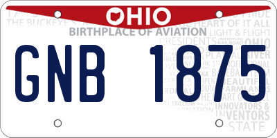 OH license plate GNB1875