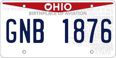 OH license plate GNB1876