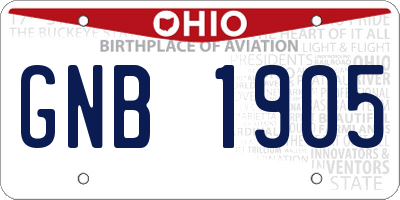OH license plate GNB1905