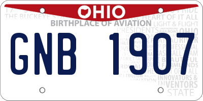 OH license plate GNB1907