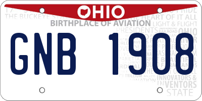 OH license plate GNB1908