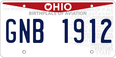OH license plate GNB1912