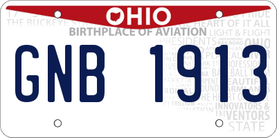 OH license plate GNB1913