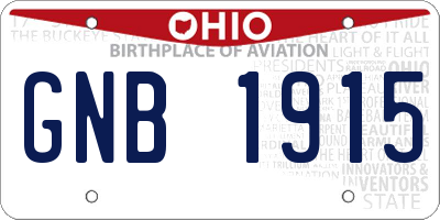 OH license plate GNB1915