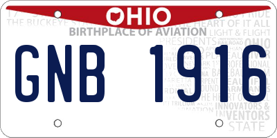 OH license plate GNB1916
