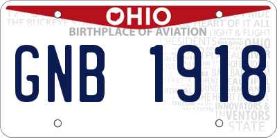 OH license plate GNB1918