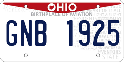 OH license plate GNB1925