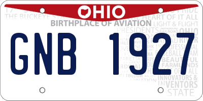 OH license plate GNB1927