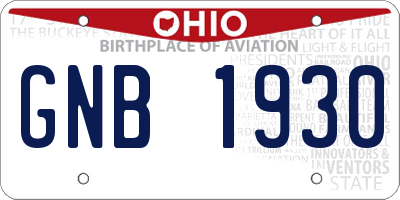 OH license plate GNB1930
