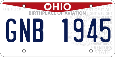 OH license plate GNB1945