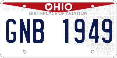 OH license plate GNB1949