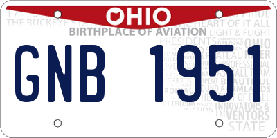 OH license plate GNB1951