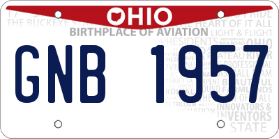 OH license plate GNB1957