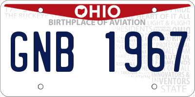 OH license plate GNB1967