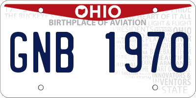 OH license plate GNB1970