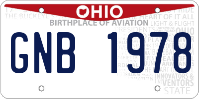 OH license plate GNB1978