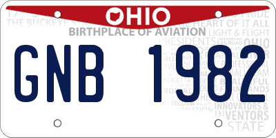 OH license plate GNB1982