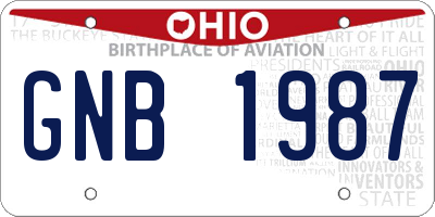 OH license plate GNB1987