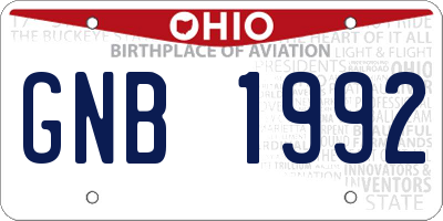 OH license plate GNB1992