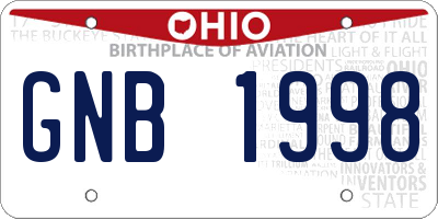 OH license plate GNB1998
