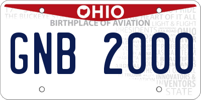 OH license plate GNB2000