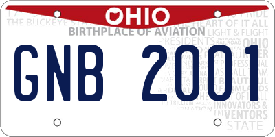 OH license plate GNB2001