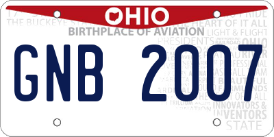 OH license plate GNB2007